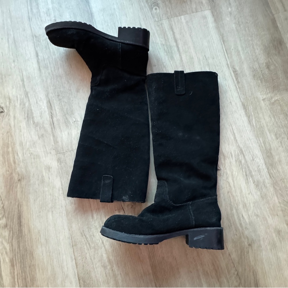 Tory Burch Wayland Tall Black Suede Boot Size 9 - Picture 4 of 12